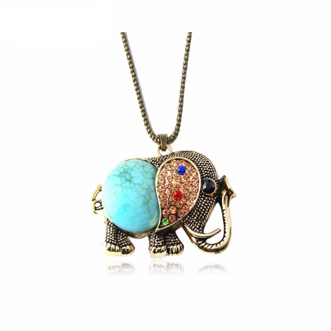 Rhinestone Elephant Necklace Pendant