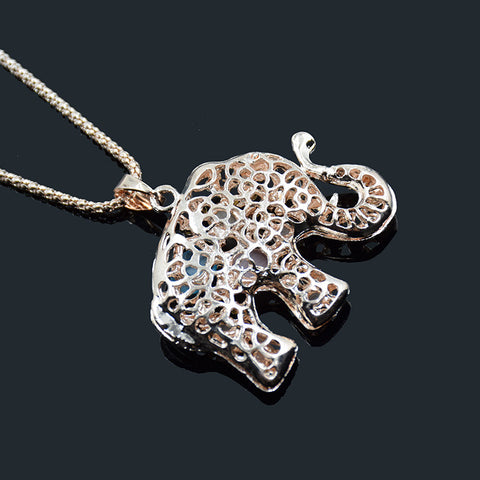Lucky Opal Elephant Long Necklace & Pendant