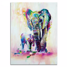 Elephant Family Pictures Watercolor Paintings Abstract Wall Art