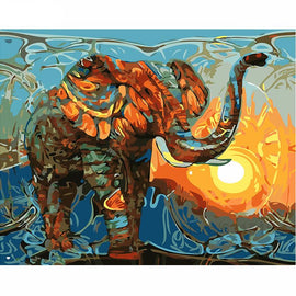 Frameless Elephant Oil Painting On Canvas