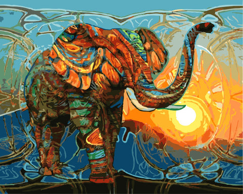 Frameless Elephant Oil Painting On Canvas
