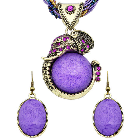 Handmade Chain Crystal Resin Elephant Pendant Necklace