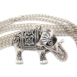 Retro Antique Silver Hollow Lucky Elephant