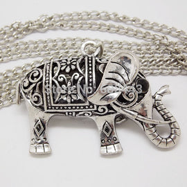 Retro Antique Silver Hollow Lucky Elephant