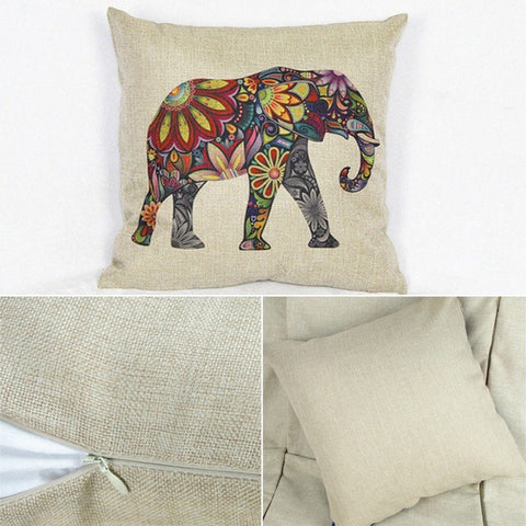 Retro Indian Elephant Cushion Cover